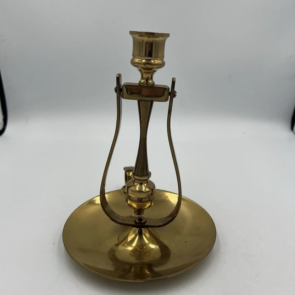 Vintage Valsan Brass Chamberstick Candle Holder Portugal Mid Century Modern‎ MCM